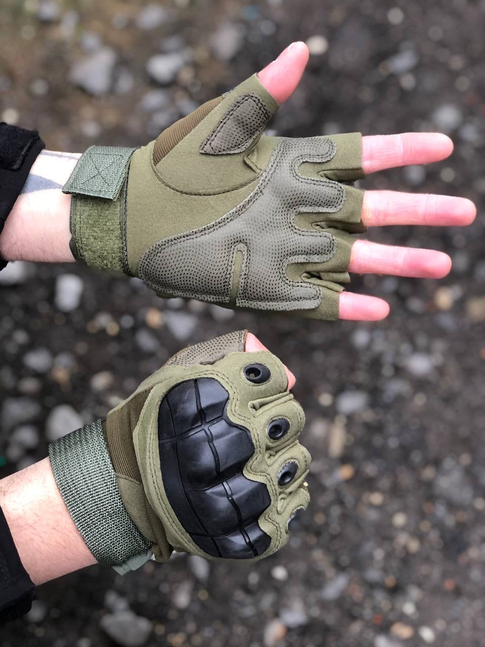 Рукавиці тактичні Combat беспалі, олива
