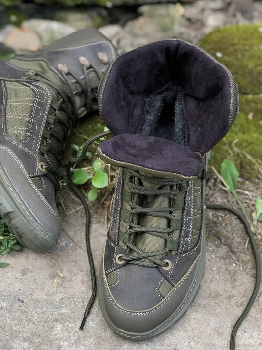 Тактичні зимові шкіряні берці Пегас \ олива