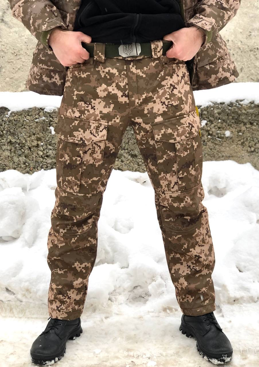 Тактичні зимові штани UKR-TEC Soft Shell Грізлі, піксель