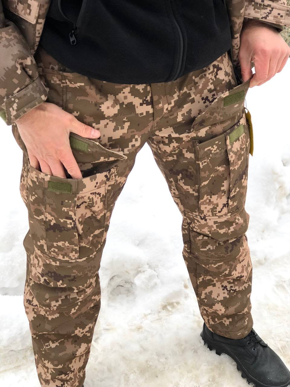 Тактичні зимові штани UKR-TEC Soft Shell Грізлі, піксель