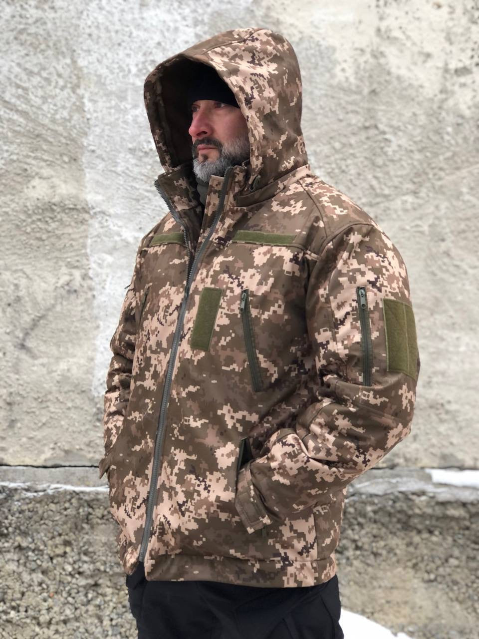 Тактична зимова куртка UKR-TEC Soft Shell, піксель
