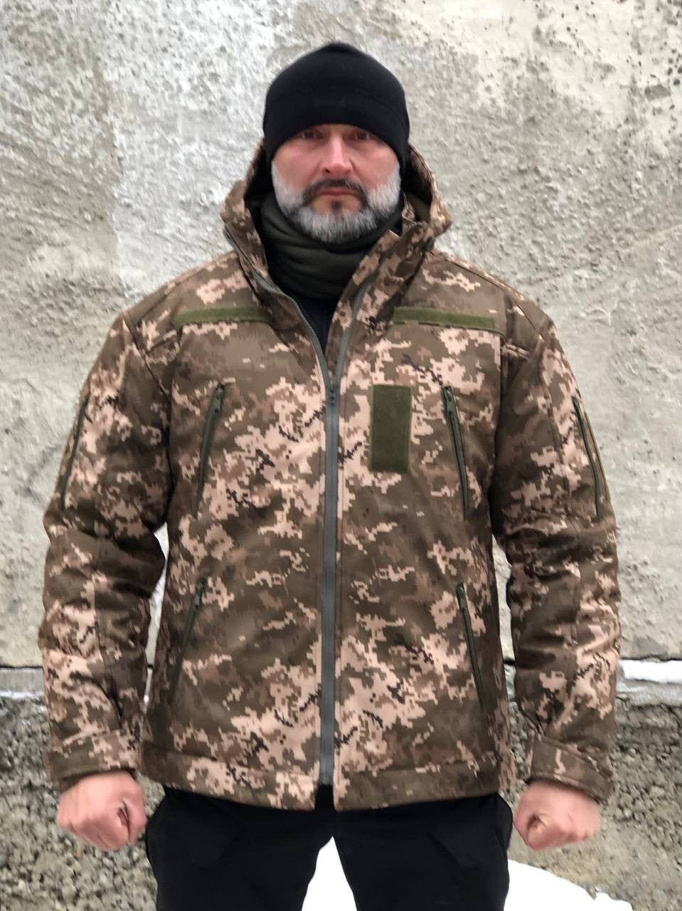 Тактична зимова куртка UKR-TEC Soft Shell, піксель