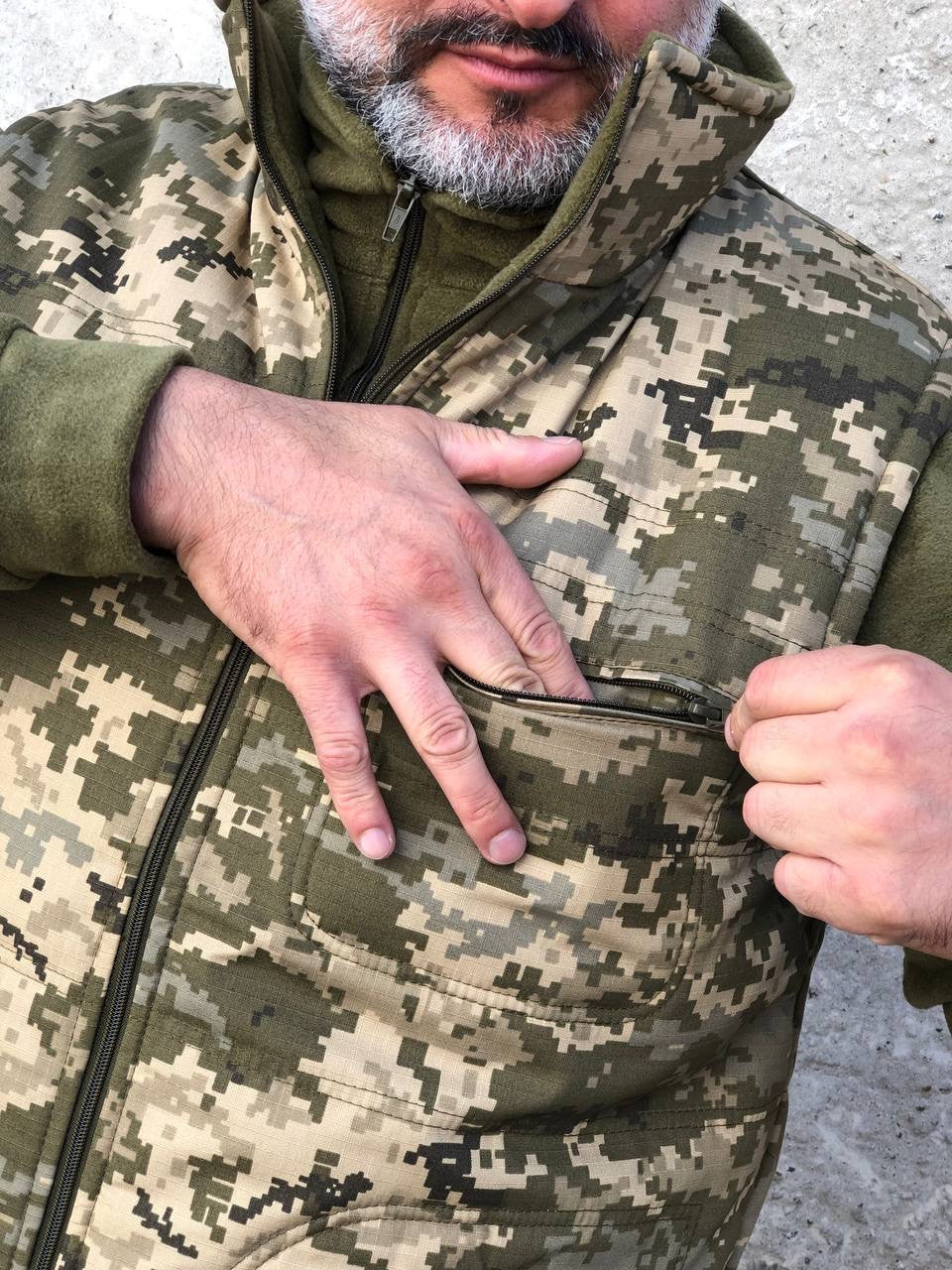 Зимова тактична жилетка, безрукавка на флісі та синтепоні \ піксель