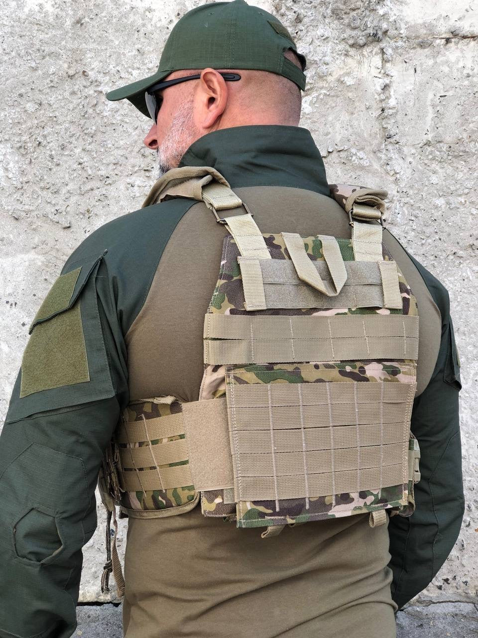Плитоноска, розвантажувальний жилет ISIK Multicam на 4 точки скидання, 7 підсумків, мультикам