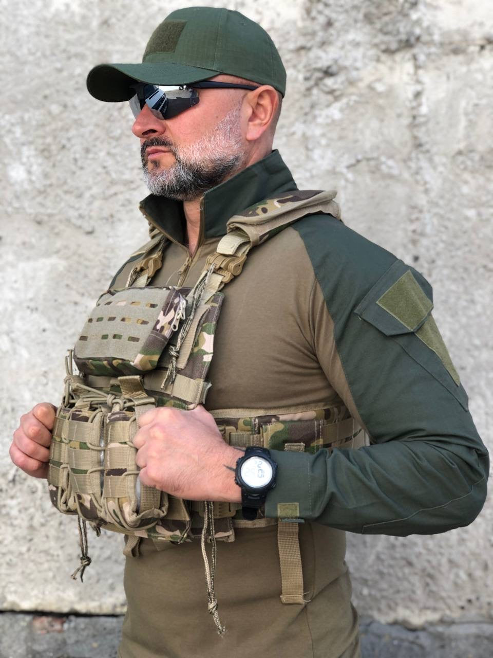 Плитоноска, розвантажувальний жилет ISIK Multicam на 4 точки скидання, 7 підсумків, мультикам