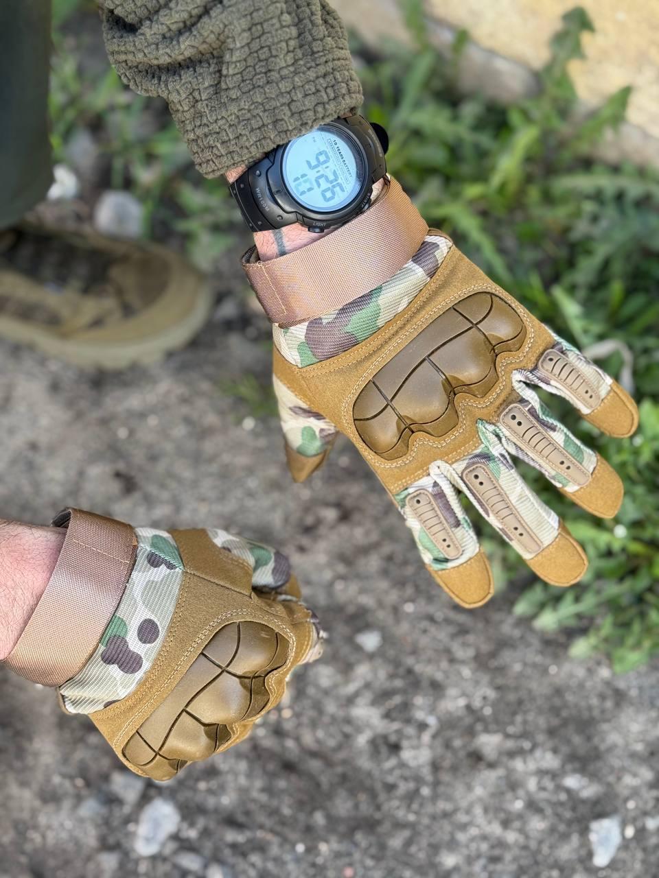 Рукавиці тактичні Protect Armor Caoutch Multicam